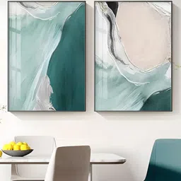 THE HANDMADE FLAIR Green 2 Pcs Nordic Beach Ocean Wall Art-image-95