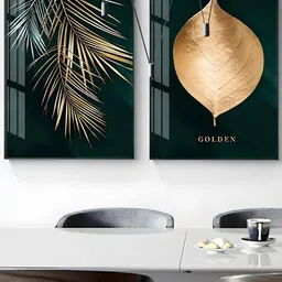 THE HANDMADE FLAIR 2 Pcs Black & Gold-Toned Tropical Framed Painting Wall Art-picture-13