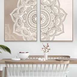 THE HANDMADE FLAIR 2 Pieces Scandinavian Floral Mandala Wall Art-picture-18