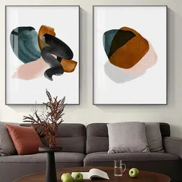 THE HANDMADE FLAIR 2 Pcs White & Green Abstract Framed Painting Wall Art-picture-18