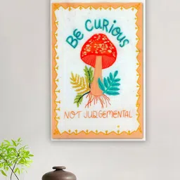POSH-N-PLUSH White & Green  Be Curious Not Judgemental Printed Marble Wall Art-image-15