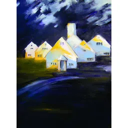 Inephos Blue & White Canvas Barn Painting Wall Art-picture-28