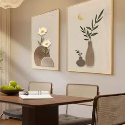 THE HANDMADE FLAIR Beige & Green 2 Pieces Textured Wooden Wall Arts-image-78