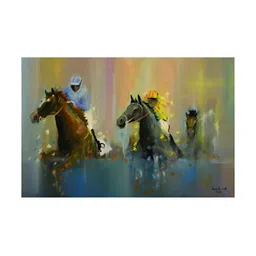 Inephos Yellow & Brown Canvas Horses RunningWall Paintings-picture-19