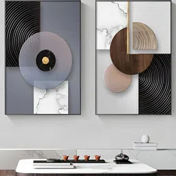 THE HANDMADE FLAIR Black & Grey 2 Pcs Abstract Wooden Wall Art-picture-25