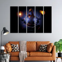 999Store Set Of 5 Black & Blue Lord Shiva Painting Framed Wall Art-image-65