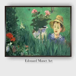 The Art House Brown & Green Boy in Flowers Wooden Framed Painting Wall Art-picture-33
