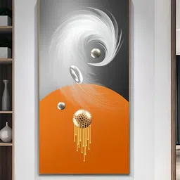 THE HANDMADE FLAIR Orange & Grey Abstract Printed Canvas Wall Arts-image-95