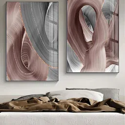 THE HANDMADE FLAIR Grey & Brown 2 Pieces Wooden Abstract Painting Wall Arts-image-27