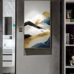 THE HANDMADE FLAIR Gold-Toned & Grey Abstract Wooden Wall Art-picture-17