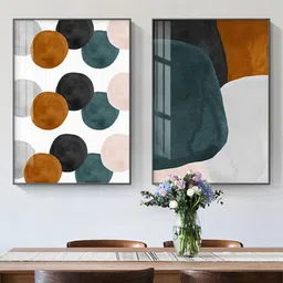 THE HANDMADE FLAIR White & Green 2 Pieces Wooden Minimalist Watercolor Wall Art-picture-16