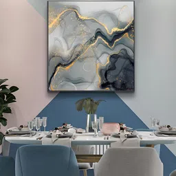 THE HANDMADE FLAIR Grey & Black Liquid Marble Framed Painting Wall Art-picture-38