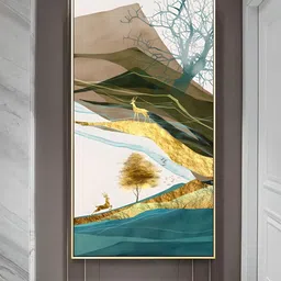 THE HANDMADE FLAIR Brown & Gold Toned Abstract Wooden Wall Art-image-46