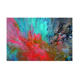 Inephos Pink and Green Canvas Abstract Art Wall Painting-image-83