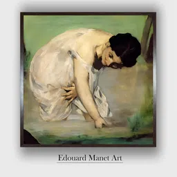 The Art House Green & White Dejeuner Sur L'Herbe Wooden Framed Canvas Painting Wall Art-picture-20