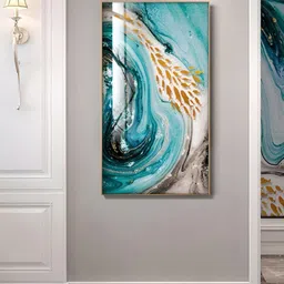 THE HANDMADE FLAIR Blue & White Abstract Framed Painting Wall Art-picture-10