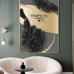 THE HANDMADE FLAIR Black & Golden Tropical Botany Luxury Nordic Wall Art-picture-26