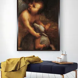The Art House Brown & Grey Jesus Playing with the Lamb Painting Wall Art-picture-39