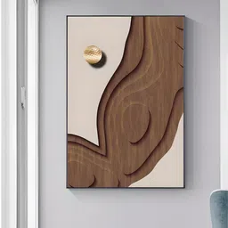 THE HANDMADE FLAIR Brown & Cream Modern Abstract Sun Moon Wall Art-image-54
