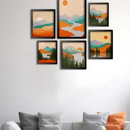 999Store Red 6 Pieces Mountain-Printed Modern Wall Art-picture-31