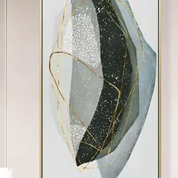 THE HANDMADE FLAIR Grey & Gold-Toned Abstract Framed Painting Wall Art-picture-19