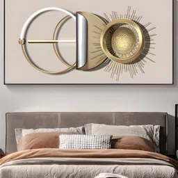 THE HANDMADE FLAIR Beige & Gold-Toned Sun Moon Framed Painting Wall Art-image-27