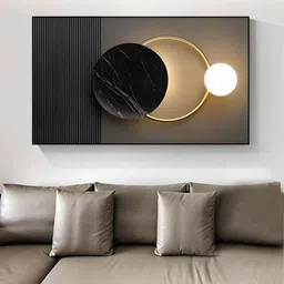 THE HANDMADE FLAIR Beige & Black Abstract Wooden Framed Canvas Painting  Wall Art-picture-29