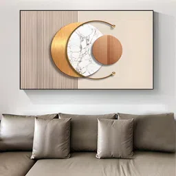 THE HANDMADE FLAIR Brown & White Abstract Sun Moon Wall Art-picture-22