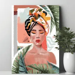 Art Street Beige & White Asian Female Canvas Painting Wall Art-image-94