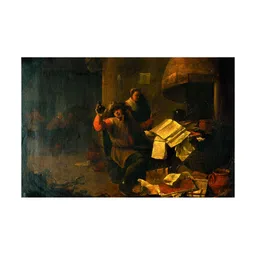 Inephos Brown & Beige Canvas Abstract Wall Paintings-image-81
