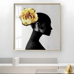 THE HANDMADE FLAIR Yellow & Balck Abstract Printed Wooden Wall Art-picture-19