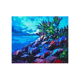 Inephos Blue & Black Rocks Printed Canvas Wall Painting-picture-29