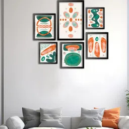 999Store Green 6 Pieces Wens Colourful Leaves With Stencillia Floral Mandala Wall Arts-picture-18