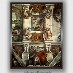 The Art House Brown & Cream-Coloured The Sistine Chapel Wooden Framed Painting Wall Art-picture-41