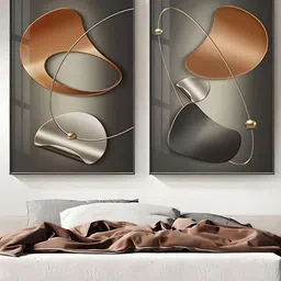 THE HANDMADE FLAIR Brown & Beige Wood Framed Painting Wall Art-image-51