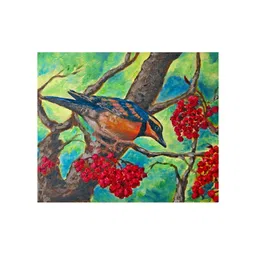 Inephos Blue & Red Bird & Fruit Canvas Wall Painting-picture-34