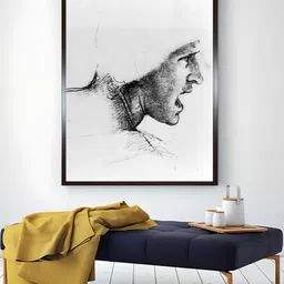 The Art House Grey & Black Head of A Soldier Painting Wooden Framed Wall Art-picture-20