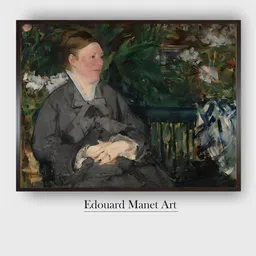 The Art House Black Madame Manet in the Conservatory Wooden Framed Painting Wall Art-picture-38