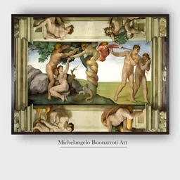 The Art House Green & Beige Garden of Eden Wooden Framed Canvas Painting Wall Art-picture-28