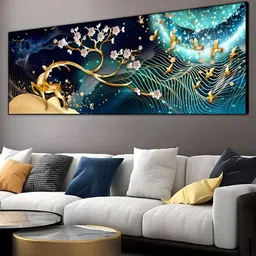 THE HANDMADE FLAIR Black & Blue Wooden Framed Canvas Painting Wall Art-picture-15