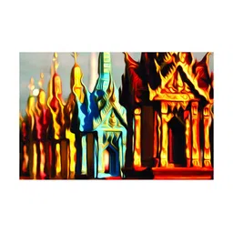 Inephos Yellow & Blue Canvas Visual Arts Wall Painting-picture-33