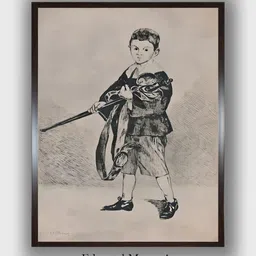 The Art House Black & White The Boy with the Sword Wooden Framed Canvas Painting Wall Art-image-84