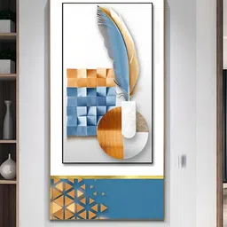 THE HANDMADE FLAIR White & Blue Wooden Framed Canvas Painting Wall Art-image-78