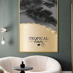 THE HANDMADE FLAIR Gold-Toned & Black Wooden Tropical Botany Luxury Nordic Wall Art-image-19