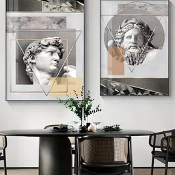 THE HANDMADE FLAIR White & Black 2 Pieces Wooden Geometry Renaissance Wall Art-picture-22