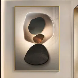 THE HANDMADE FLAIR Black & Off White Pebble Abstract Painting Wall Art-image-90