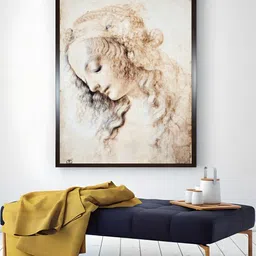 The Art House Beige Portrait Of A Girl With Closed Eyes Painting Wall Art-picture-15