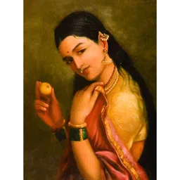 Inephos Black & Brown Canvas Raja Ravi Varma Wall Paintings-picture-38