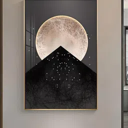 THE HANDMADE FLAIR Black & Beige Wooden Framed Canvas Painting Wall Art-image-63