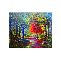 Inephos Green & Blue Colours Of Fall Printed Canvas Wall Painting-picture-13
